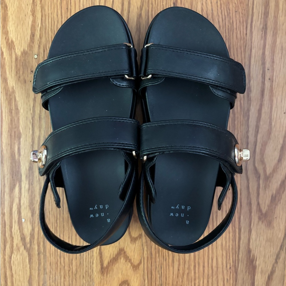 A New Day Black Sandals with Slip-On Comfort and Versatile Design